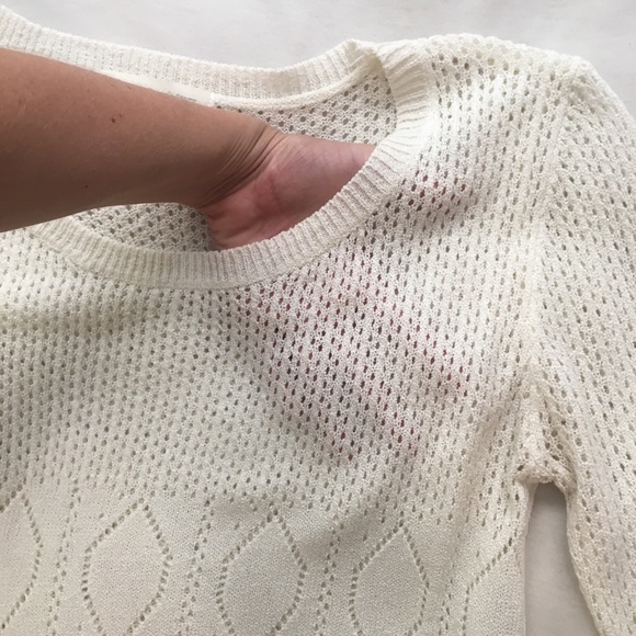 Crocheted Off- White Sweater - Picture 5 of 6